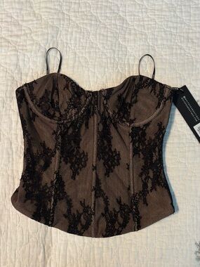White Fox Lace-Overlay Bustier Top